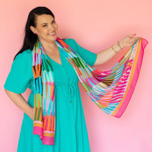 Colourful Chaos Long Scarf - Scarf - Ruby Olive