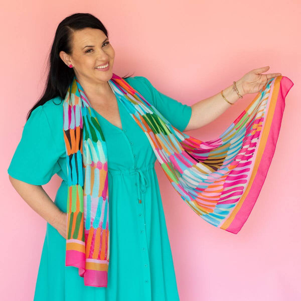 Colourful Chaos Long Scarf - Scarf - Ruby Olive