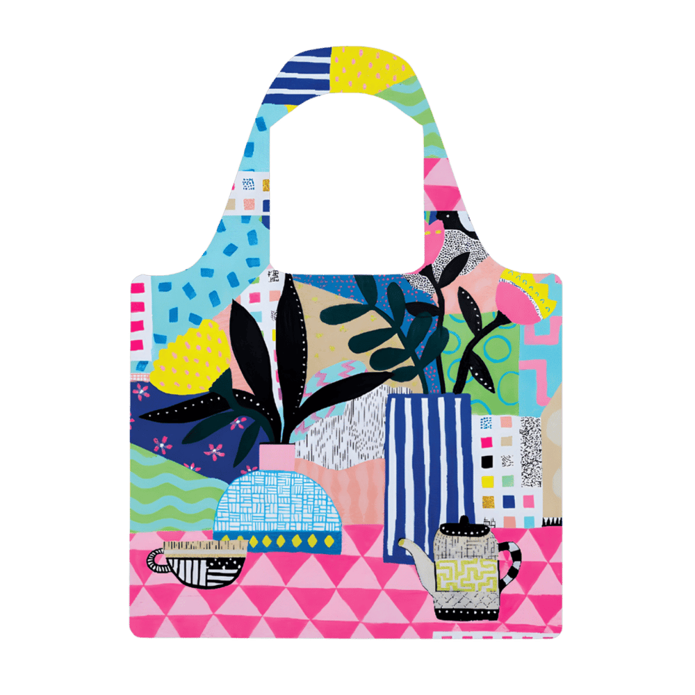 Neon Tea Party Shopping Bag and Pouch Trio Bundle - Ruby Olive