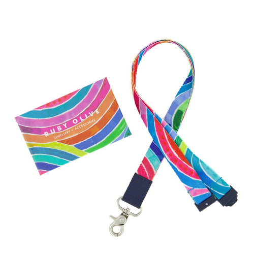 RO x Lordy Dordie Rainbow Lanyard (3 Colours With Safety Clasp Option) - Lanyards - Ruby Olive